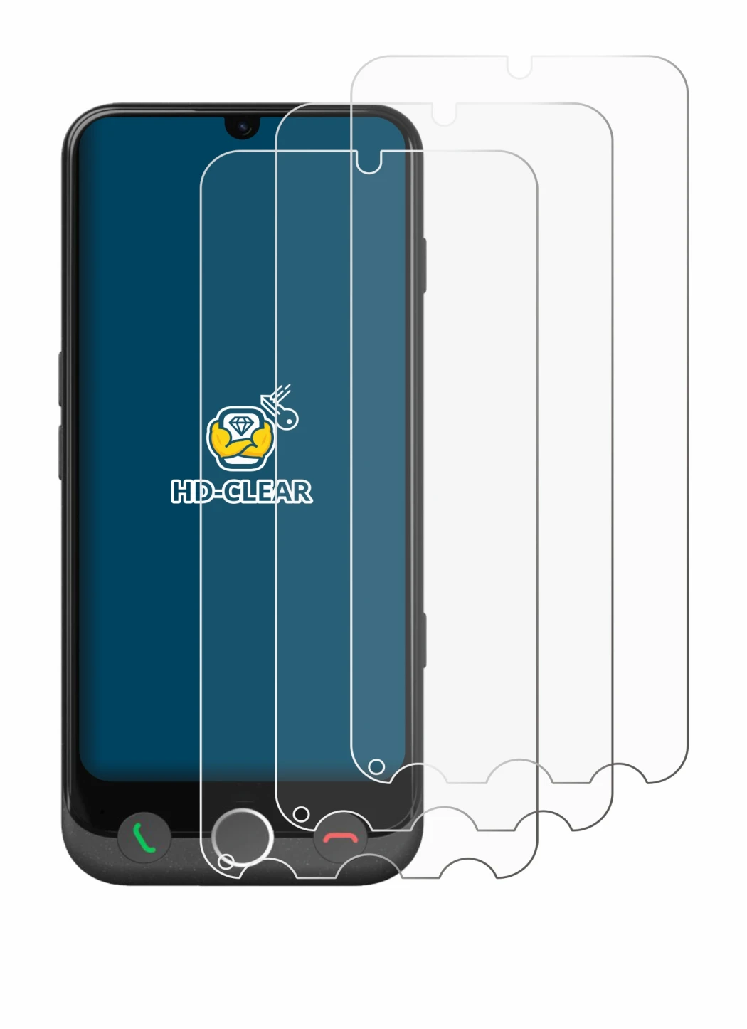 Immagine del dispositivo Doro Aurora A30 con un'ampia varietà di protezioni per lo schermo.