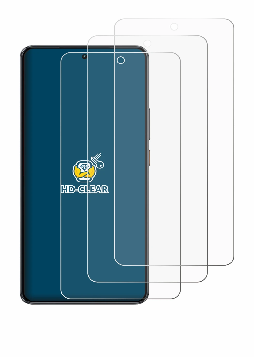 Immagine del dispositivo realme GT 7 con un'ampia varietà di protezioni per lo schermo.