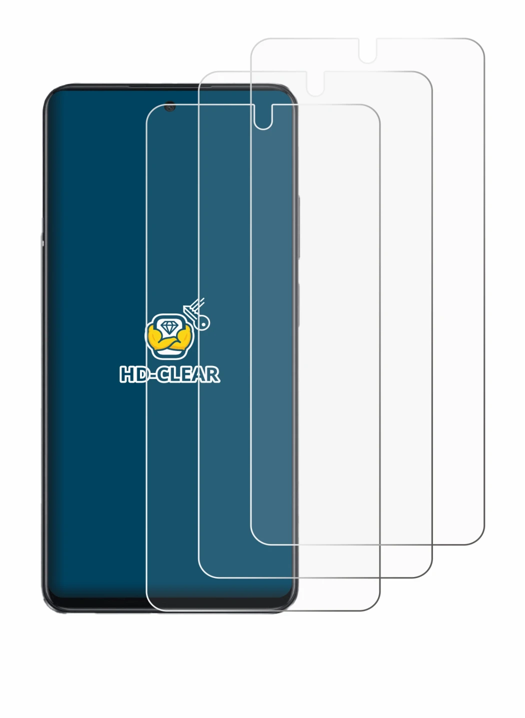 Immagine del dispositivo Oppo A40 con un'ampia varietà di protezioni per lo schermo.