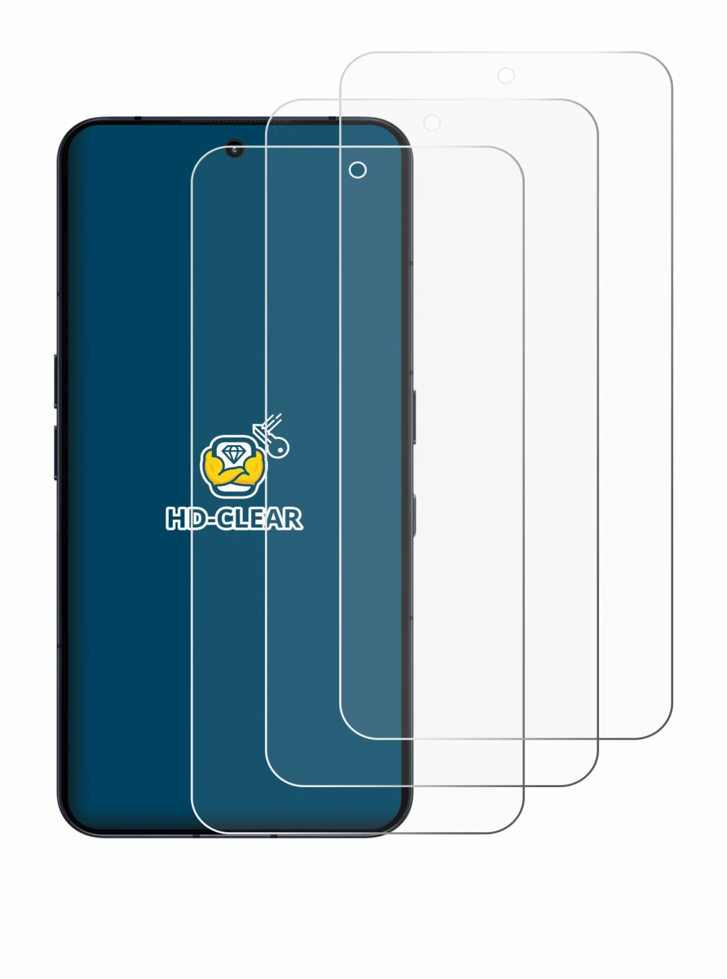 Immagine del dispositivo Nothing Phone (3) con un'ampia varietà di protezioni per lo schermo.