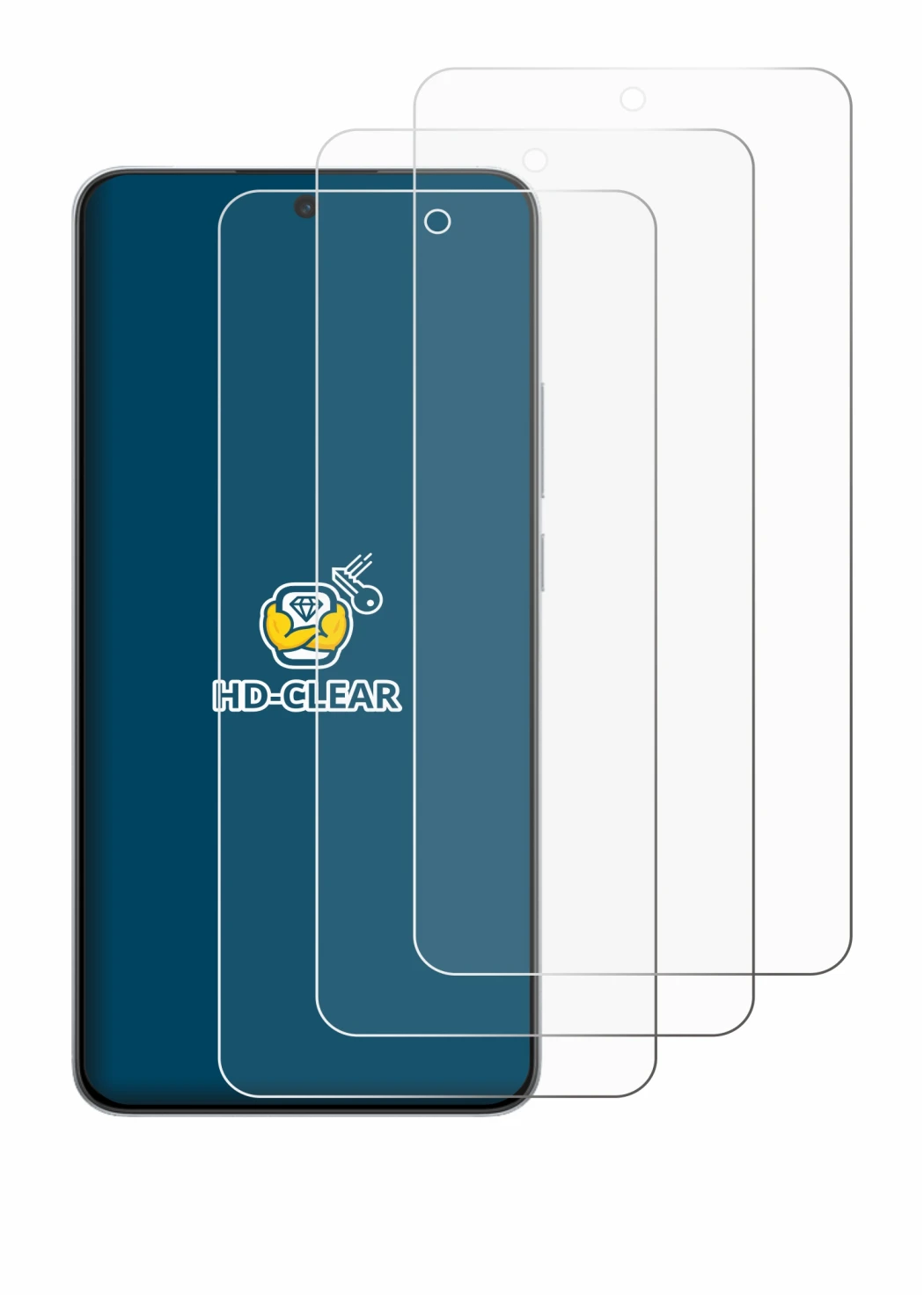 Immagine del dispositivo OnePlus Nord CE 5 con un'ampia varietà di protezioni per lo schermo.