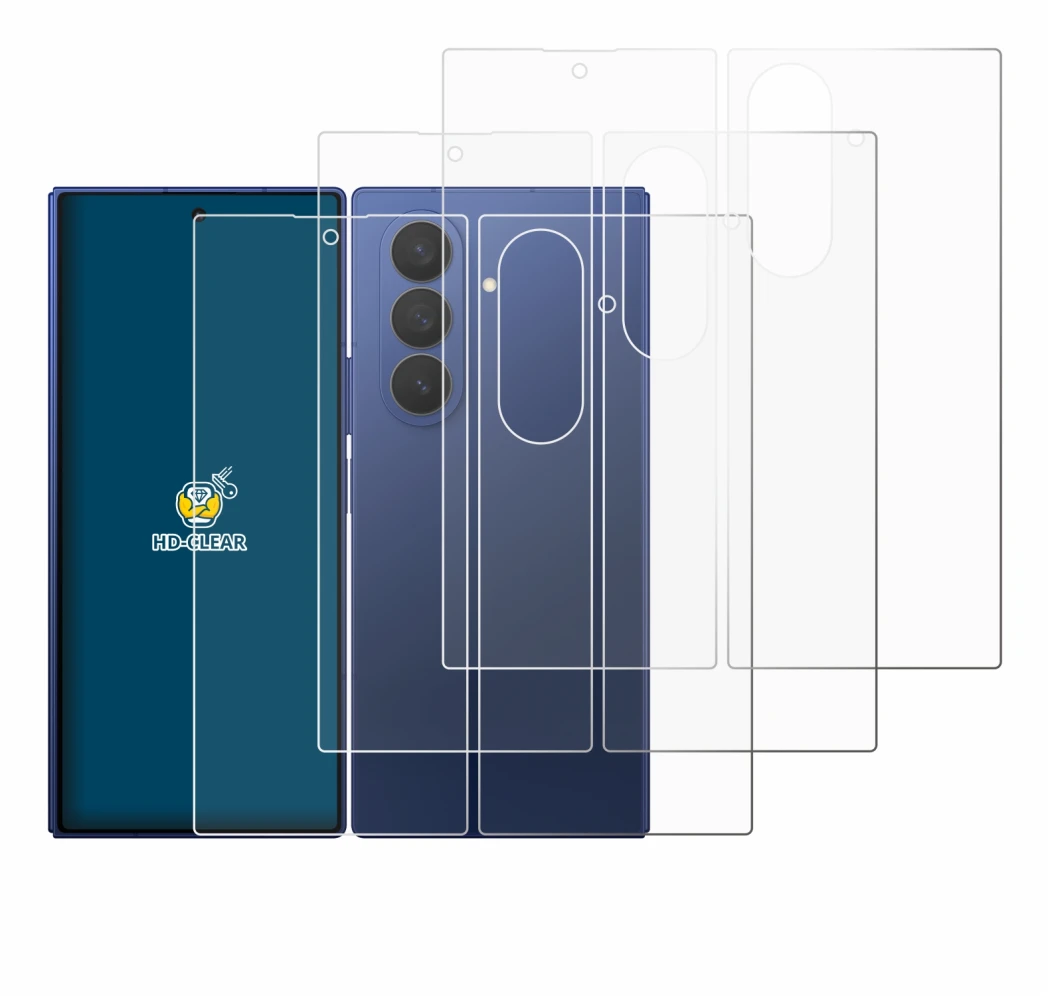 Immagine del dispositivo Samsung Galaxy Z Fold 7 (Fronte+Retro) con un'ampia varietà di protezioni per lo schermo.