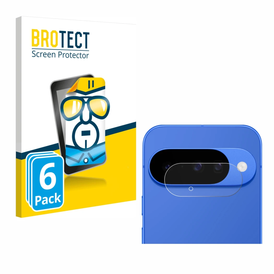 Parte frontale di una confezione del prodotto con il logo del marchio BROTECT. Accanto è raffigurato il dispositivo Google Pix