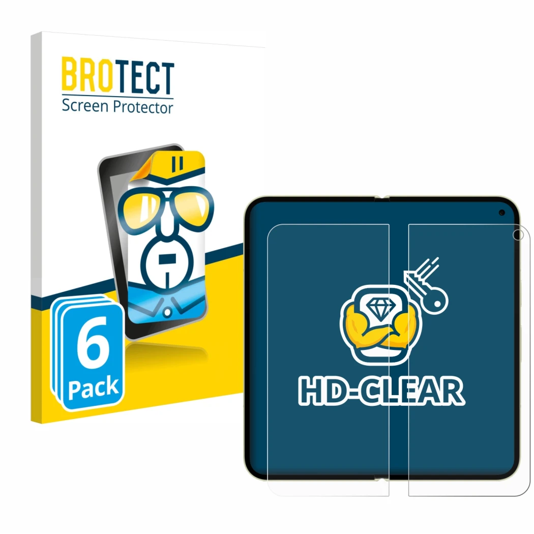 Parte frontale di una confezione del prodotto con il logo del marchio BROTECT. Accanto è raffigurato il dispositivo Google Pix