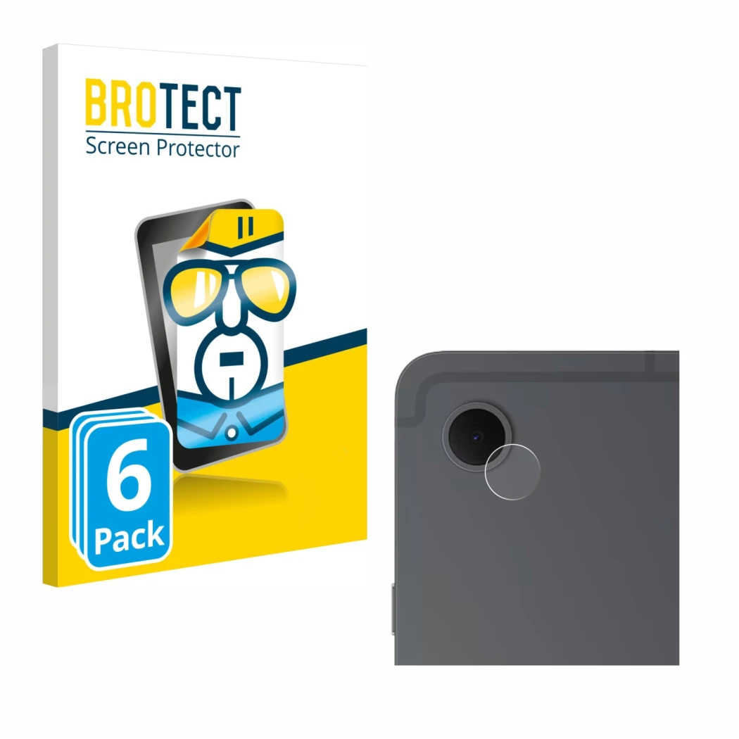 Parte frontale di una confezione del prodotto con il logo del marchio BROTECT. Accanto è raffigurato il dispositivo Samsung Ga