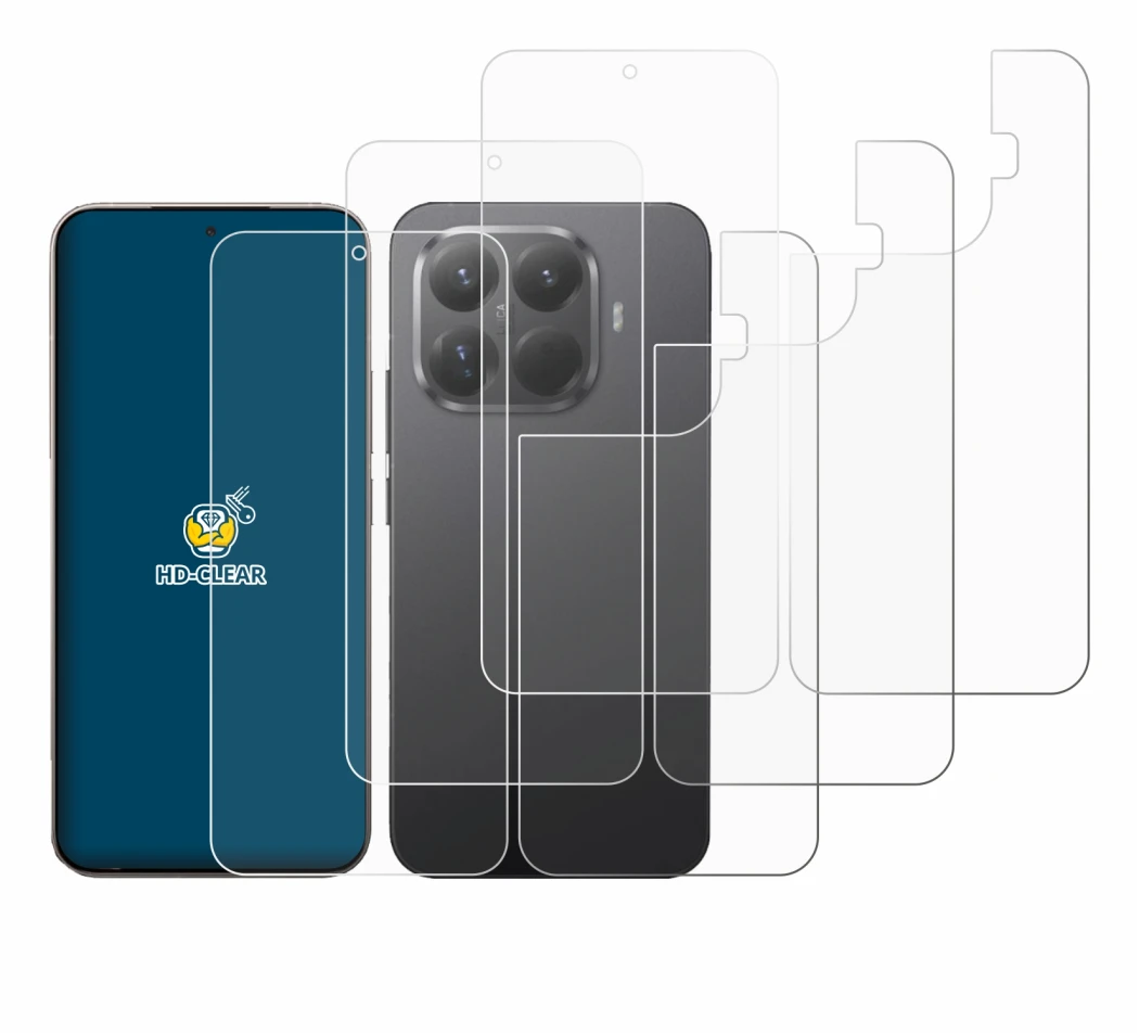 Immagine del dispositivo Xiaomi 15T Pro (Fronte+Retro) con un'ampia varietà di protezioni per lo schermo.