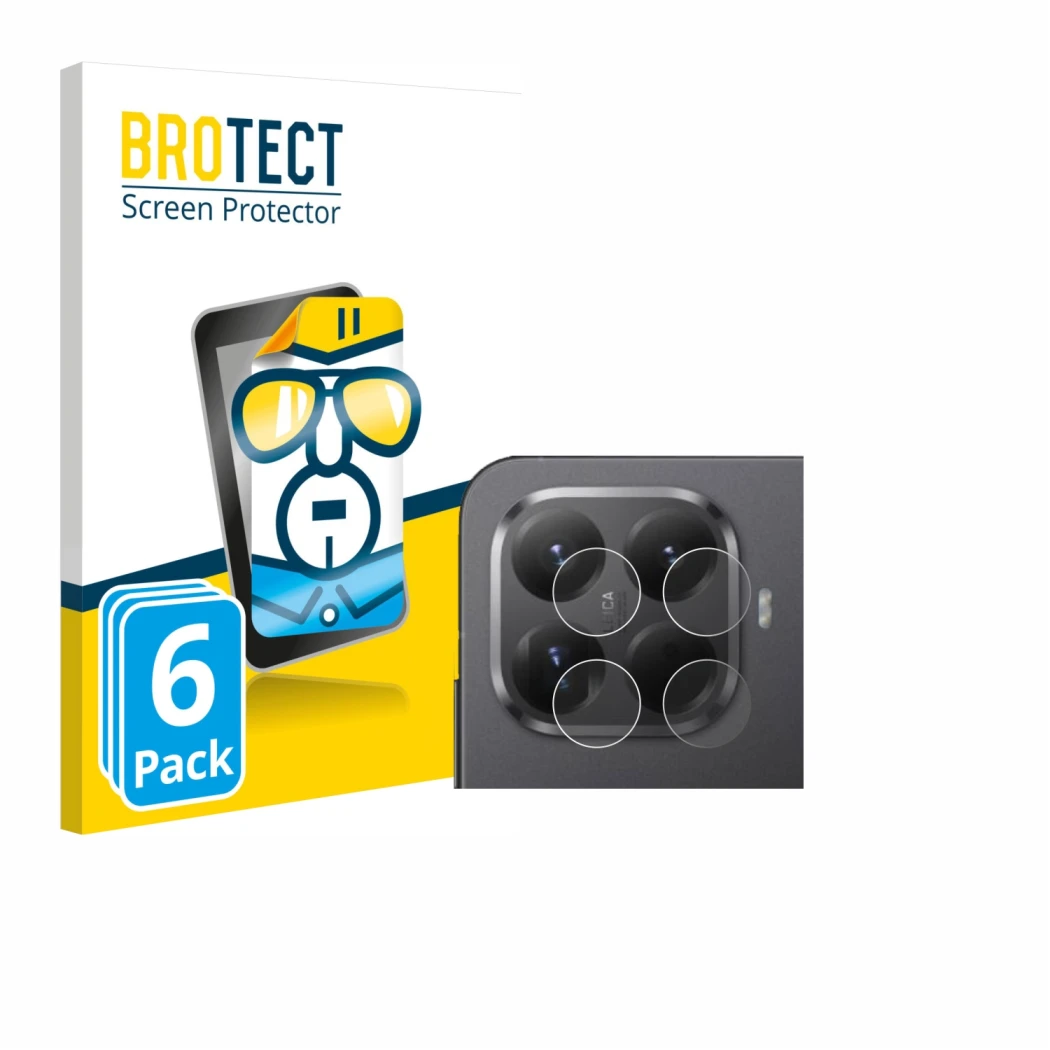 Parte frontale di una confezione del prodotto con il logo del marchio BROTECT. Accanto è raffigurato il dispositivo Xiaomi 15T