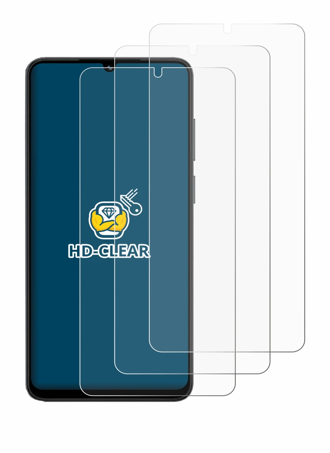 Immagine del dispositivo Honor X5c con un'ampia varietà di protezioni per lo schermo.