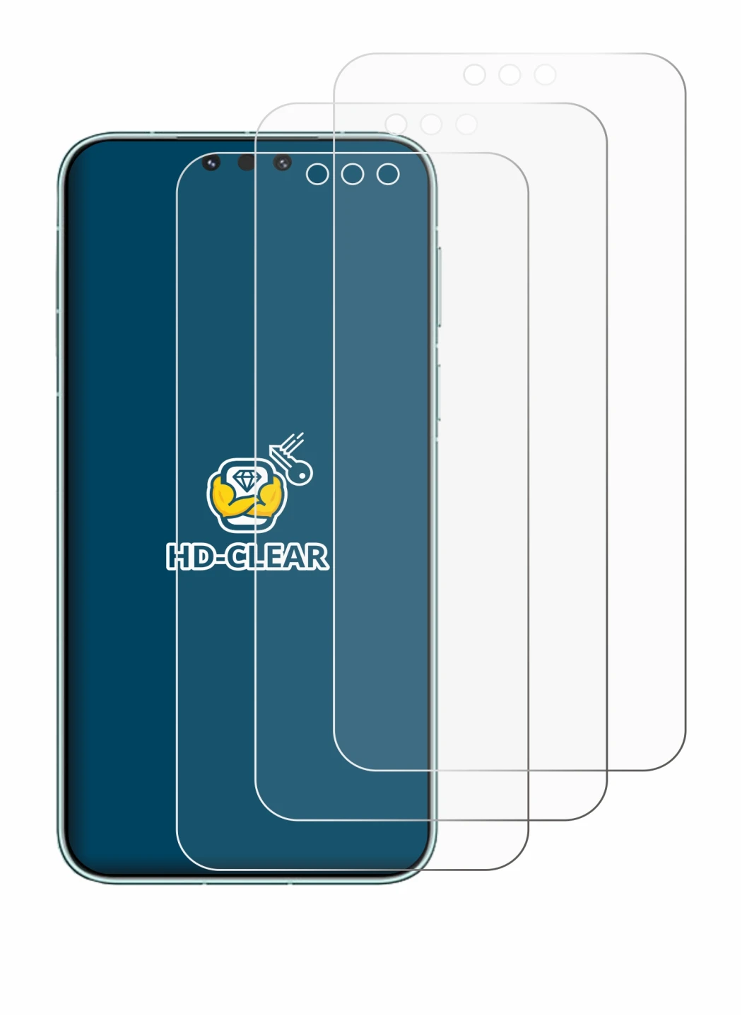 Immagine del dispositivo Huawei Mate 80 Pro Max con un'ampia varietà di protezioni per lo schermo.