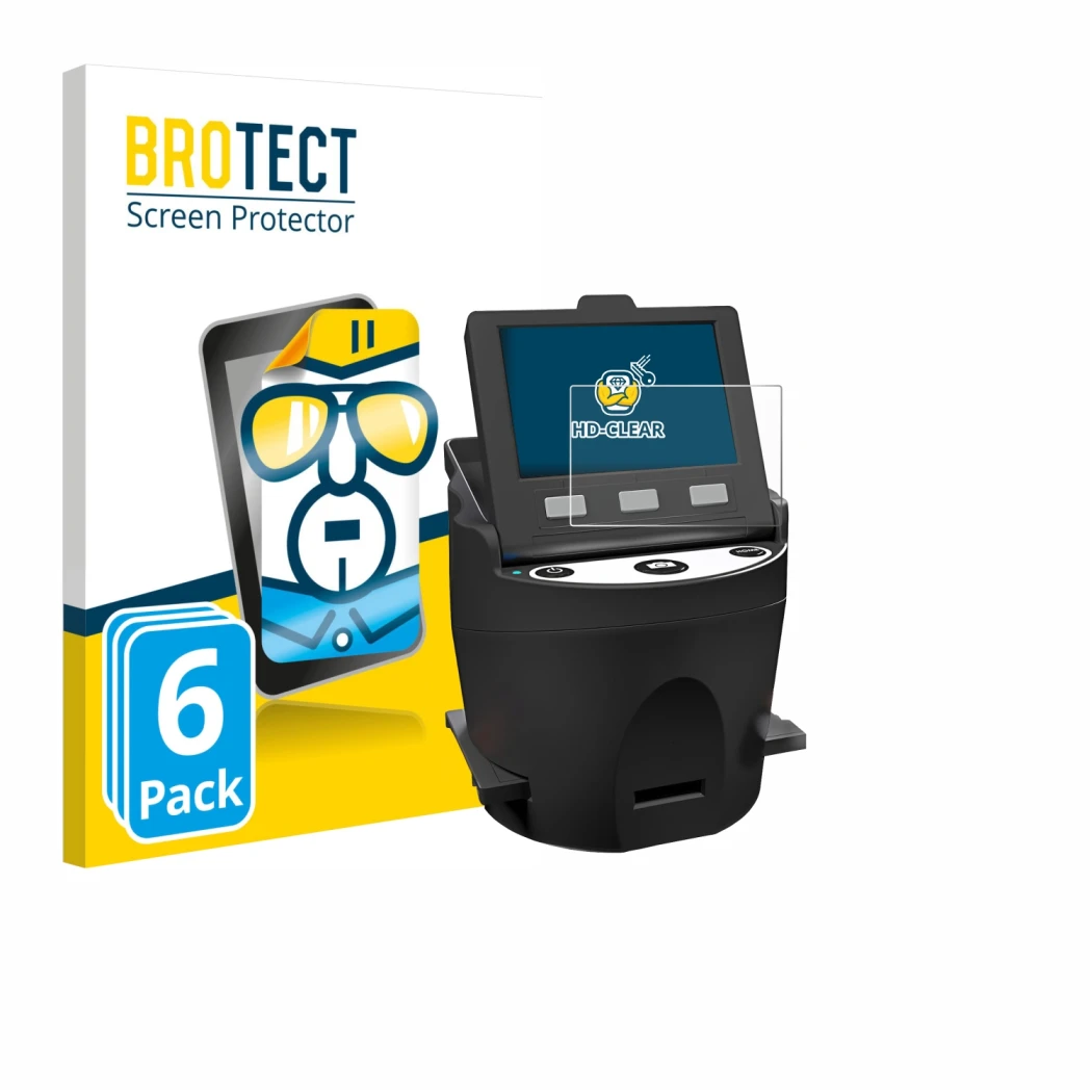 Parte frontale di una confezione del prodotto con il logo del marchio BROTECT. Accanto è raffigurato il dispositivo Kodak SCAN