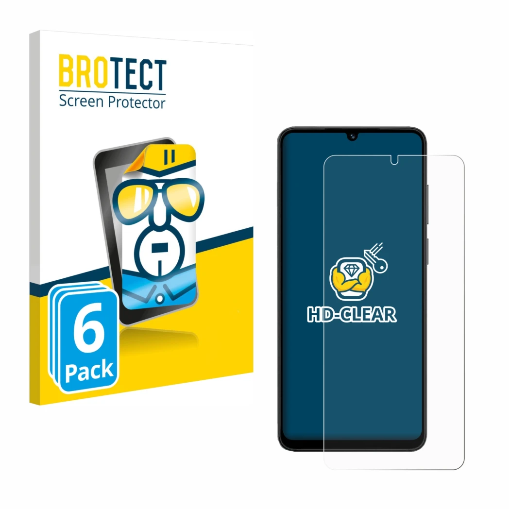 Parte frontale di una confezione del prodotto con il logo del marchio BROTECT. Accanto è raffigurato il dispositivo Honor X5c