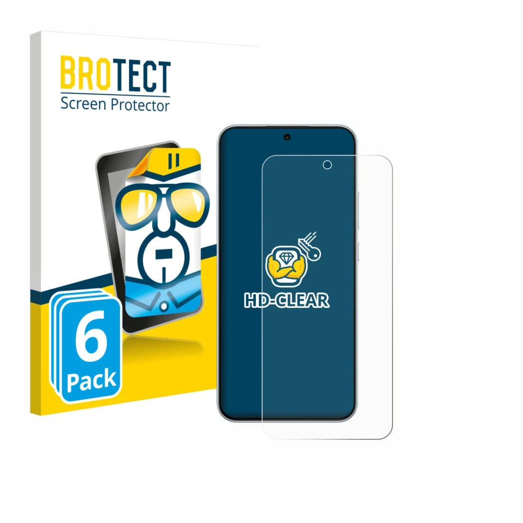 Parte frontale di una confezione del prodotto con il logo del marchio BROTECT. Accanto è raffigurato il dispositivo Oppo A6 Pr