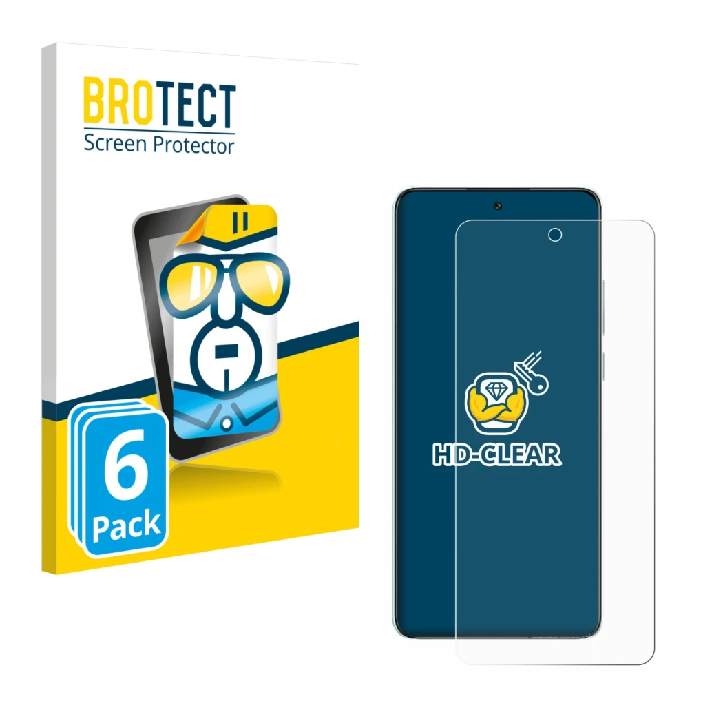 Parte frontale di una confezione del prodotto con il logo del marchio BROTECT. Accanto è raffigurato il dispositivo Oppo K13 c