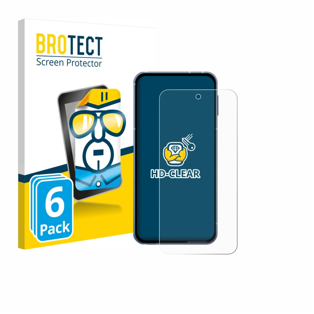 Parte frontale di una confezione del prodotto con il logo del marchio BROTECT. Accanto è raffigurato il dispositivo Sharp Aquo
