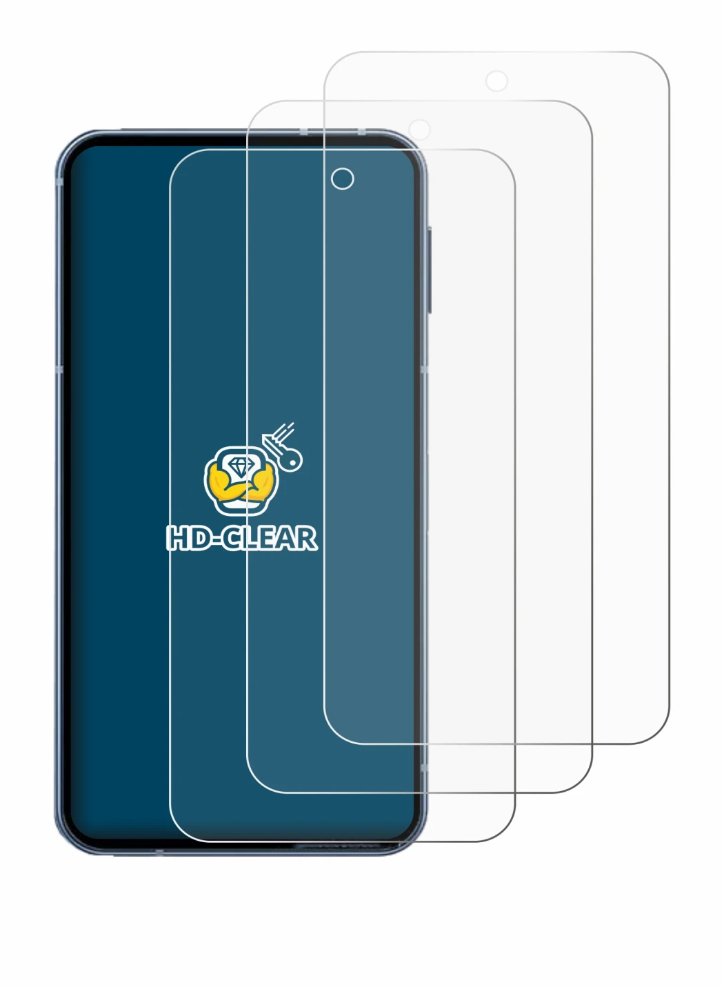 Immagine del dispositivo Sharp Aquos Sense 10 con un'ampia varietà di protezioni per lo schermo.