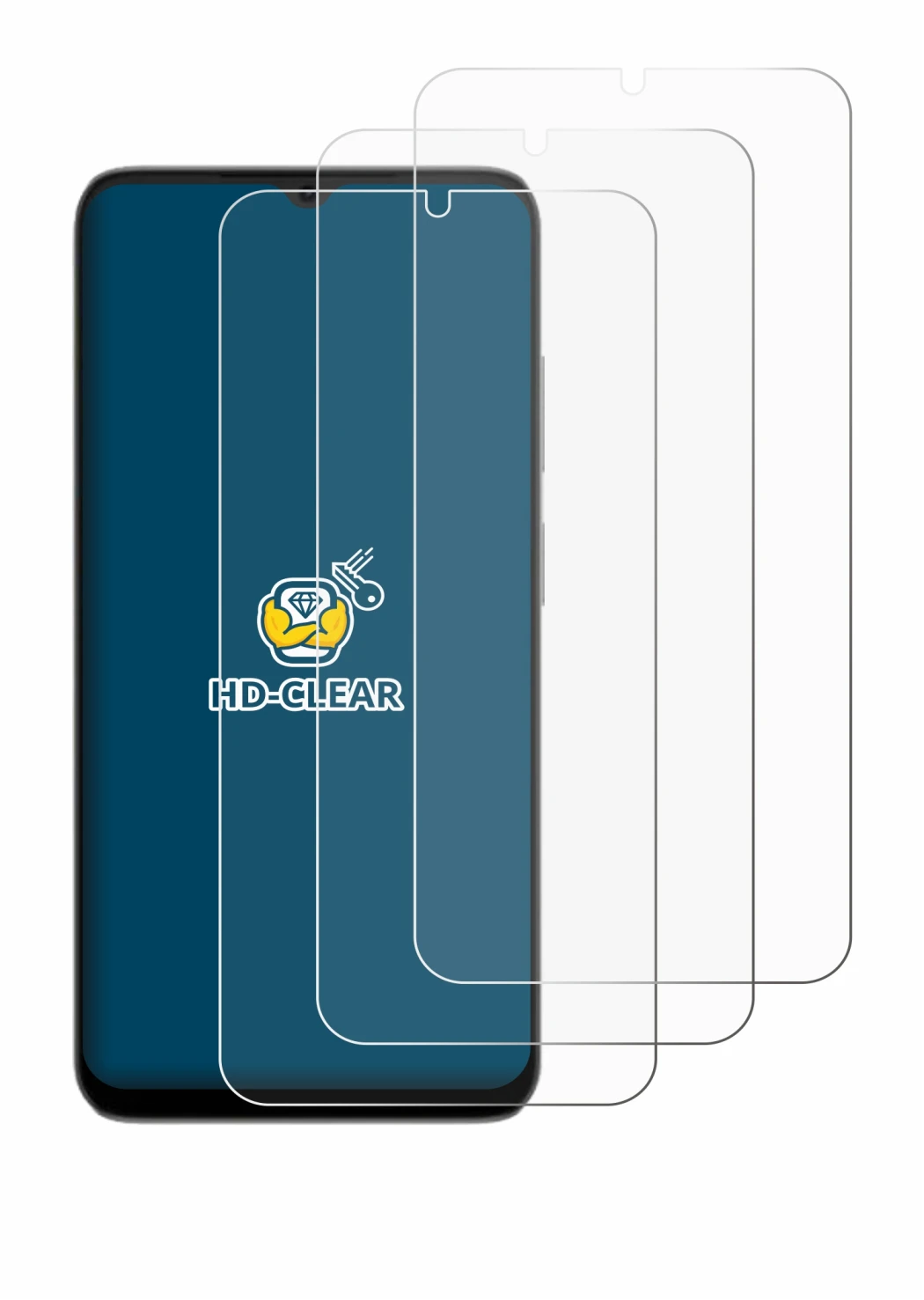 Immagine del dispositivo Doogee Note 56X con un'ampia varietà di protezioni per lo schermo.