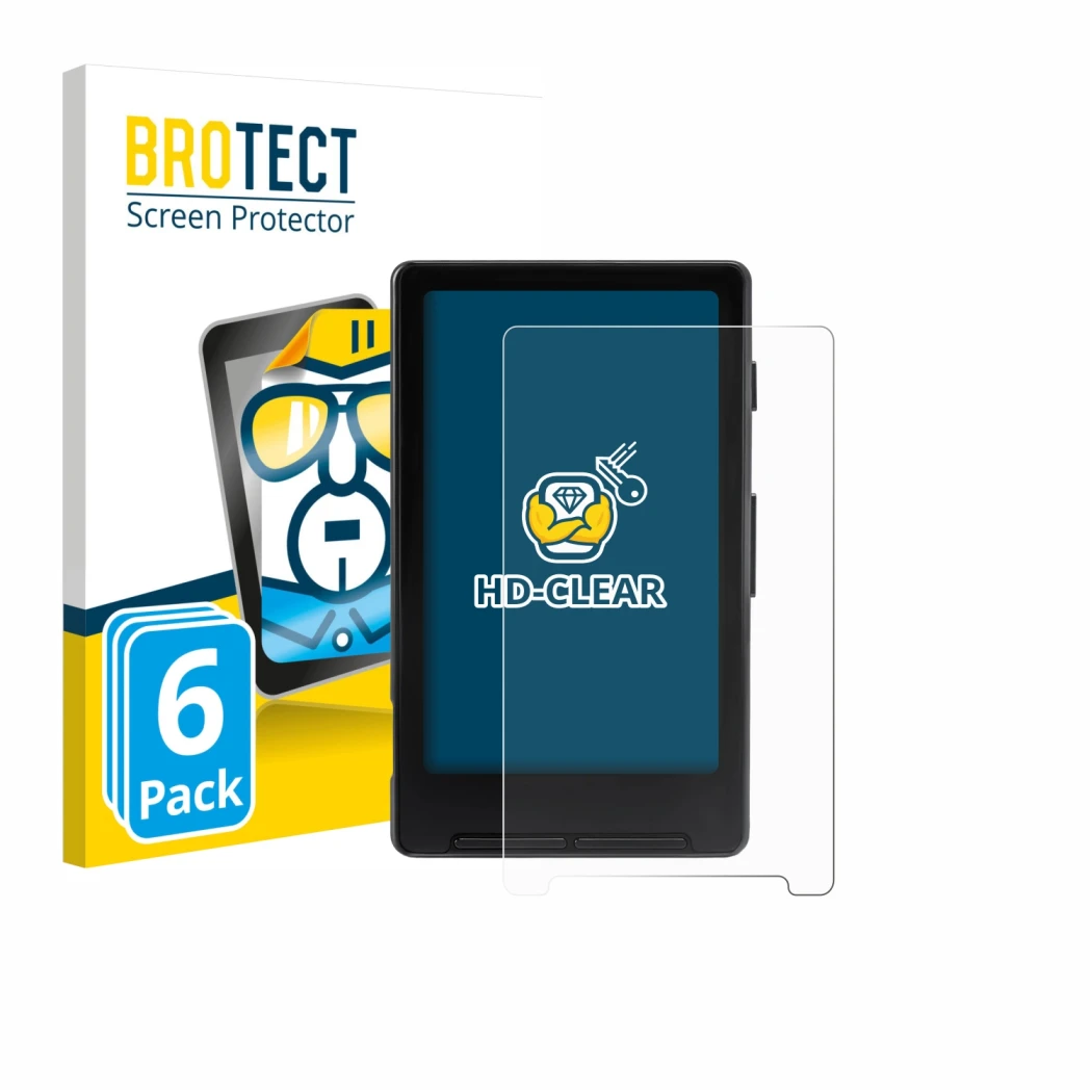 Parte frontale di una confezione del prodotto con il logo del marchio BROTECT. Accanto è raffigurato il dispositivo Xteink X4 