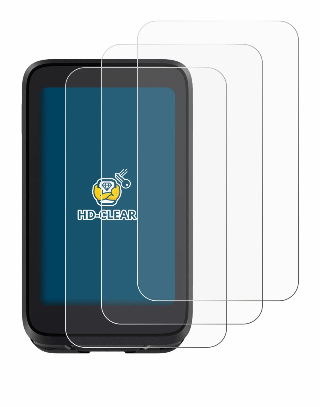 Immagine del dispositivo igpsport BiNavi Air con un'ampia varietà di protezioni per lo schermo.