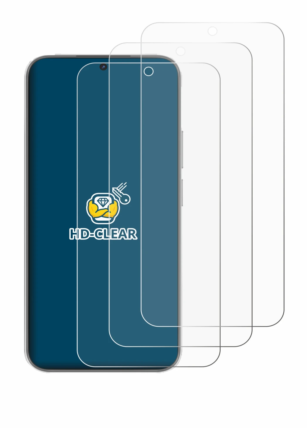 Immagine del dispositivo Huawei Nova 15 con un'ampia varietà di protezioni per lo schermo.