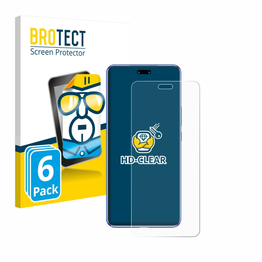Parte frontale di una confezione del prodotto con il logo del marchio BROTECT. Accanto è raffigurato il dispositivo Huawei Nov