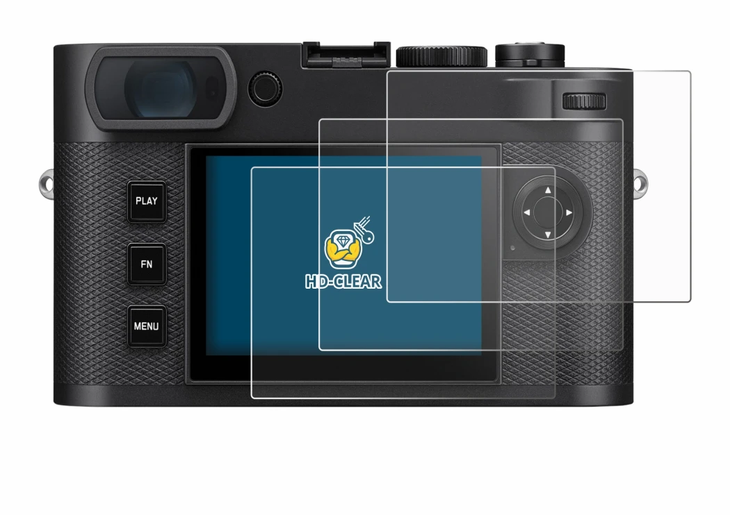 Immagine del dispositivo Leica M EV1 con un'ampia varietà di protezioni per lo schermo.