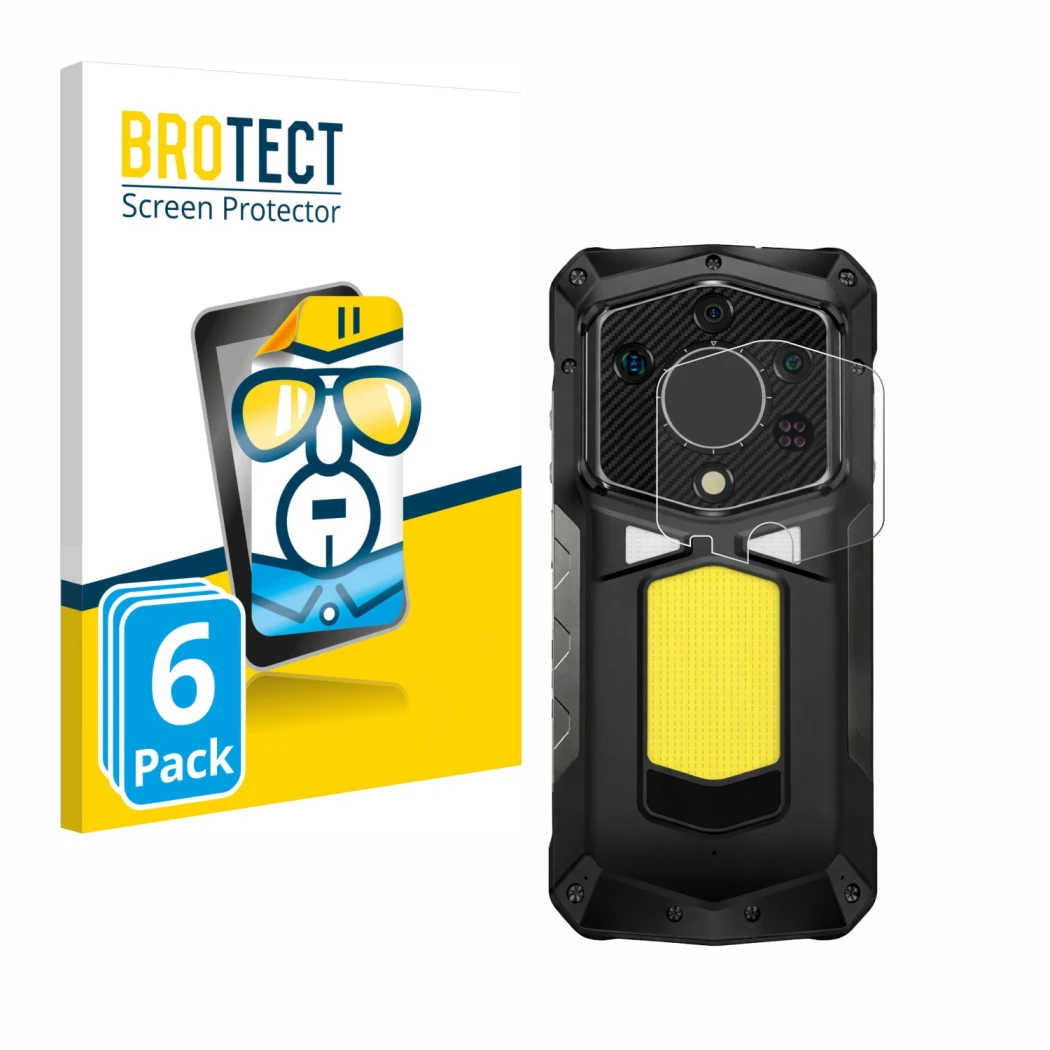 Parte frontale di una confezione del prodotto con il logo del marchio BROTECT. Accanto è raffigurato il dispositivo Ulefone Ar