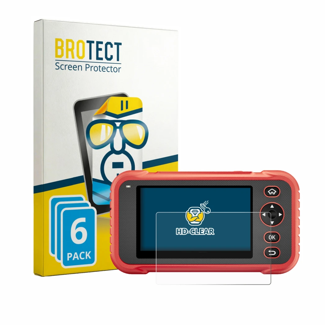 Parte frontale di una confezione del prodotto con il logo del marchio BROTECT. Accanto è raffigurato il dispositivo Launch CRP