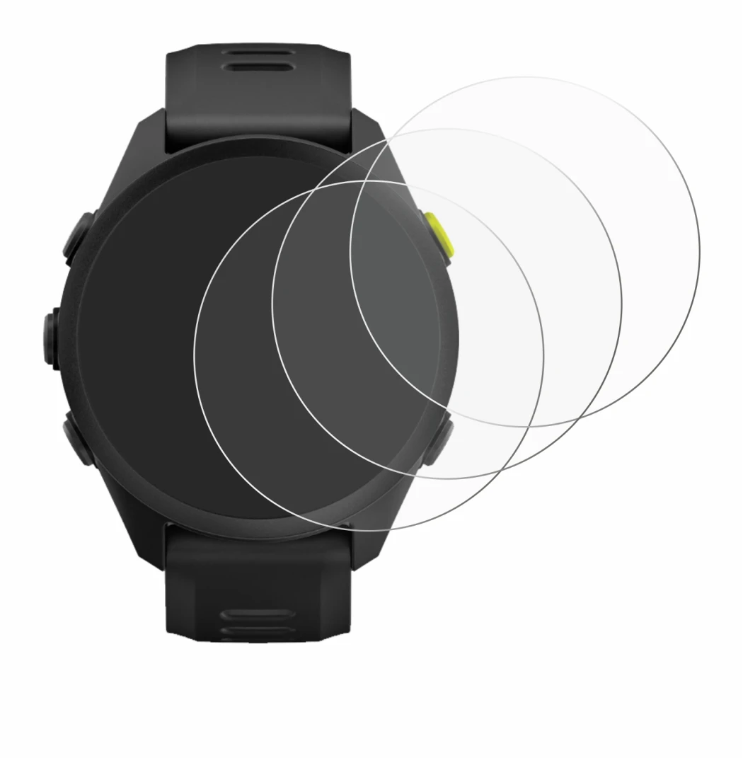 Immagine del dispositivo Garmin Forerunner 70 con un'ampia varietà di protezioni per lo schermo.
