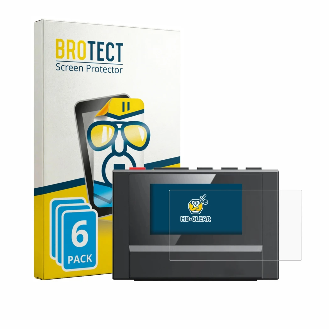 Parte frontale di una confezione del prodotto con il logo del marchio BROTECT. Accanto è raffigurato il dispositivo FiiO SnowS
