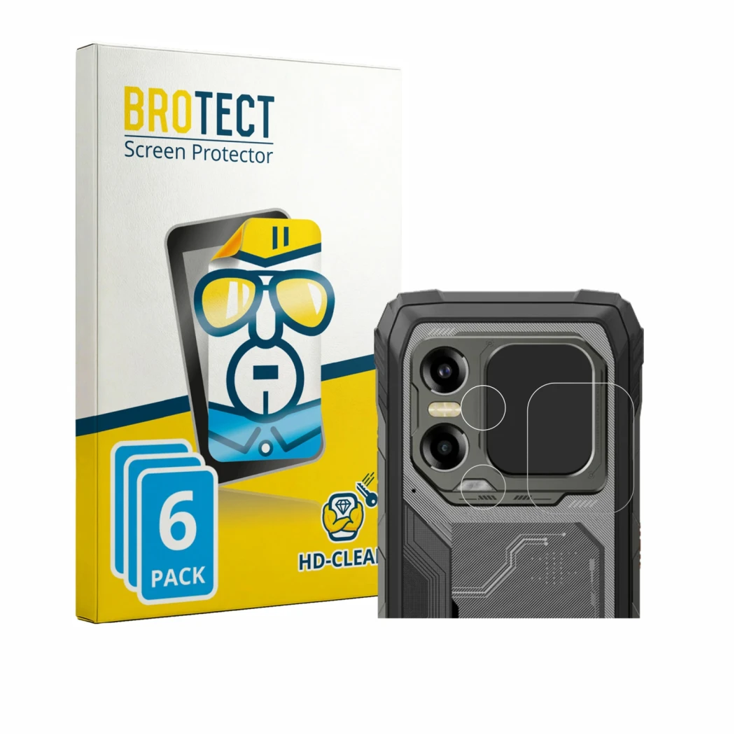 Parte frontale di una confezione del prodotto con il logo del marchio BROTECT. Accanto è raffigurato il dispositivo Blackview
