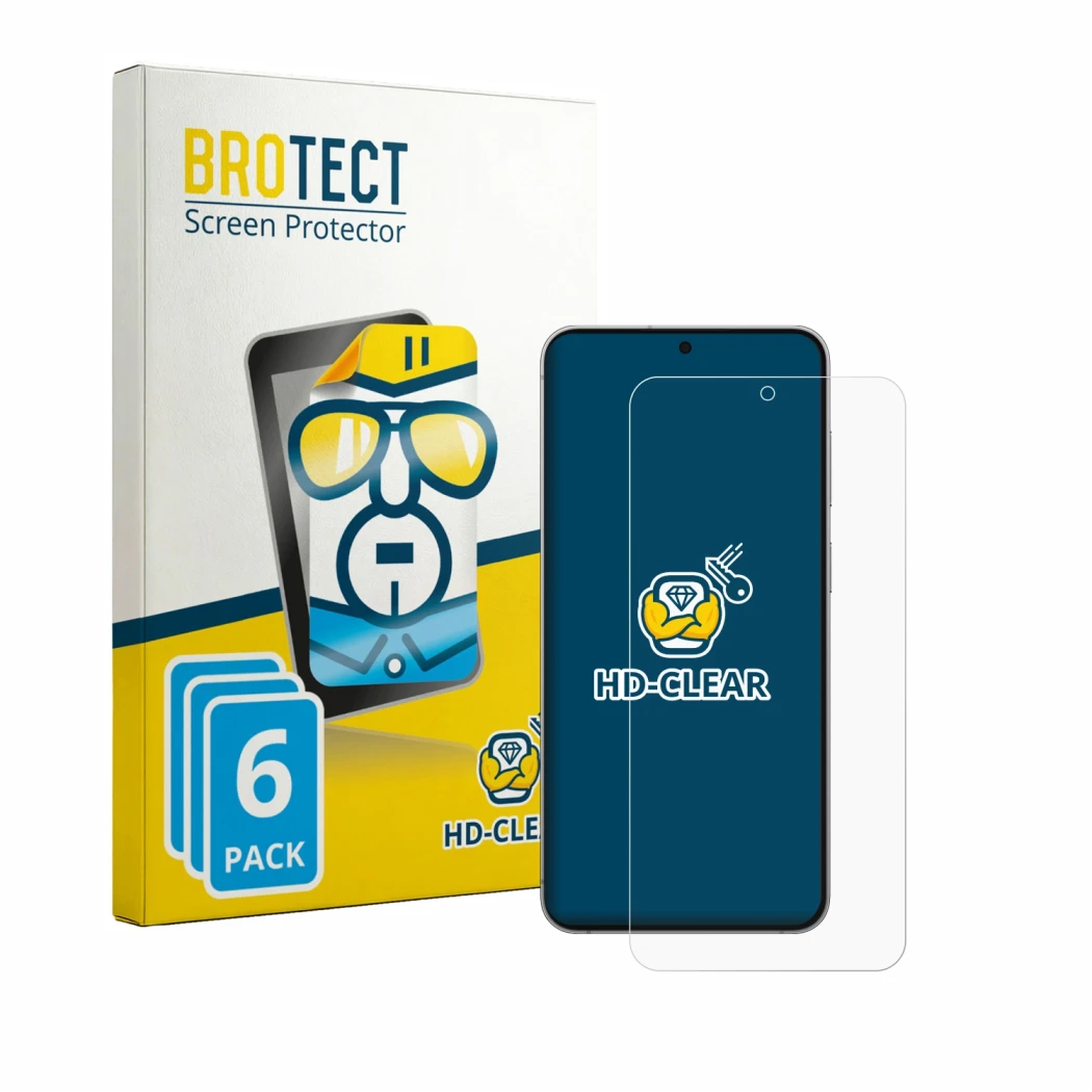 Parte frontale di una confezione del prodotto con il logo del marchio BROTECT. Accanto è raffigurato il dispositivo Samsung Ga