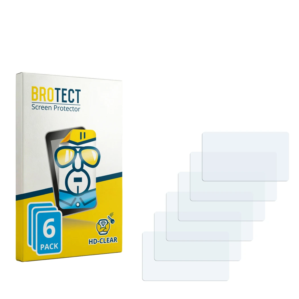 Parte frontale di una confezione del prodotto con il logo del marchio BROTECT. Accanto si trova la protezione per lo schermo c