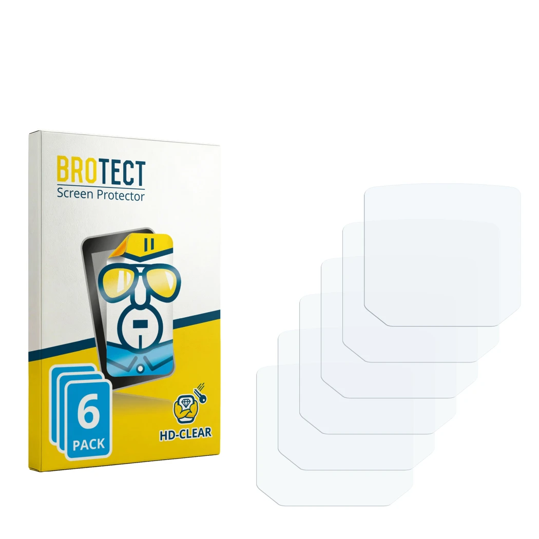 Parte frontale di una confezione del prodotto con il logo del marchio BROTECT. Accanto si trova la protezione per lo schermo c