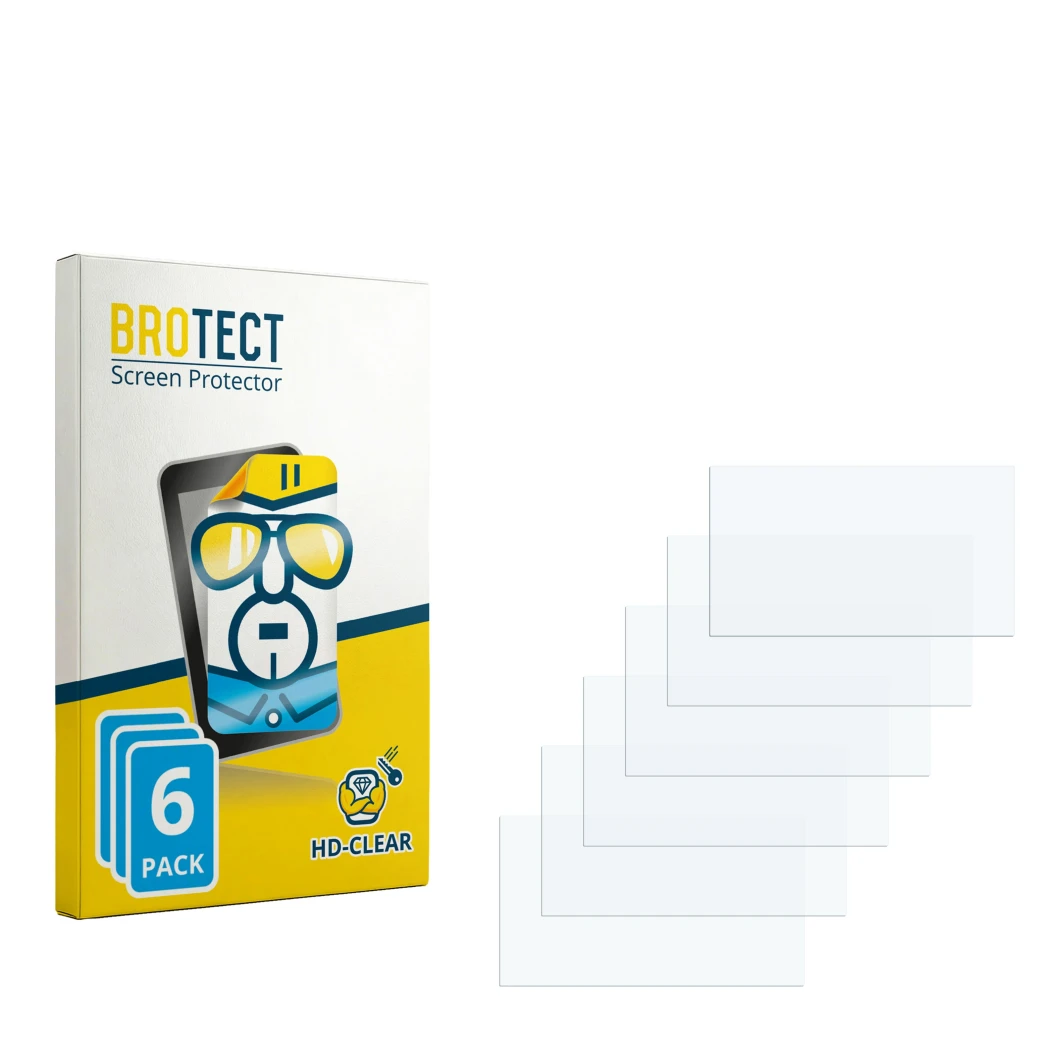 Parte frontale di una confezione del prodotto con il logo del marchio BROTECT. Accanto si trova la protezione per lo schermo c