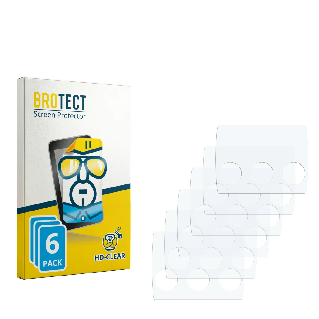 Parte frontale di una confezione del prodotto con il logo del marchio BROTECT. Accanto si trova la protezione per lo schermo c
