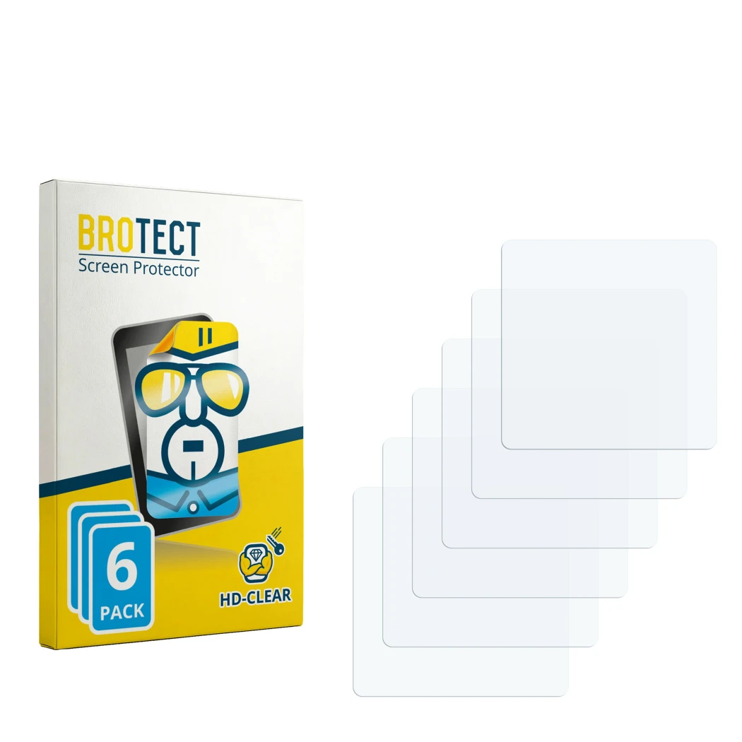 Parte frontale di una confezione del prodotto con il logo del marchio BROTECT. Accanto si trova la protezione per lo schermo c