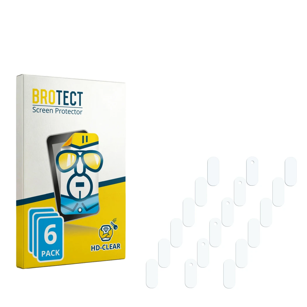 Parte frontale di una confezione del prodotto con il logo del marchio BROTECT. Accanto si trova la protezione per lo schermo c