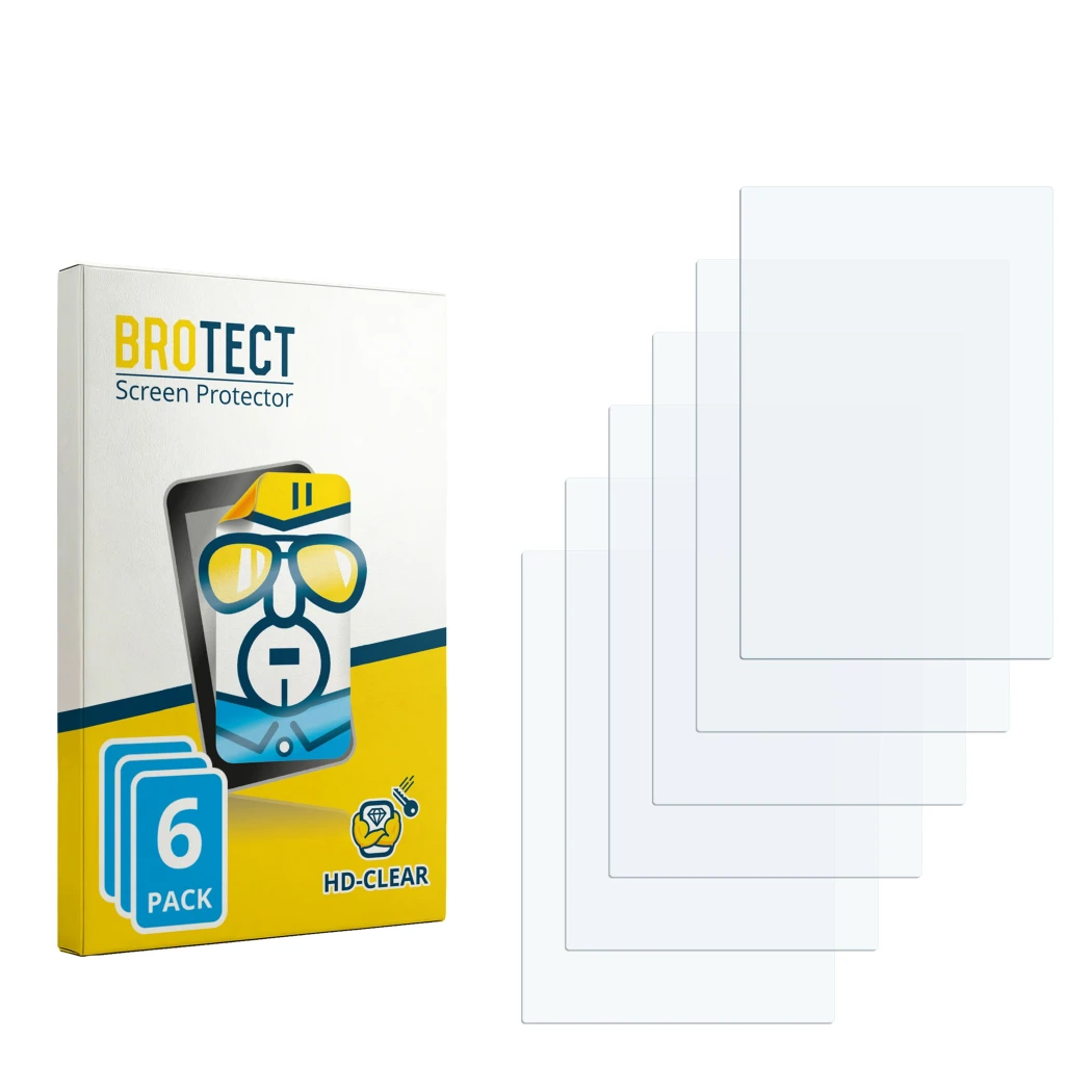 Parte frontale di una confezione del prodotto con il logo del marchio BROTECT. Accanto si trova la protezione per lo schermo c