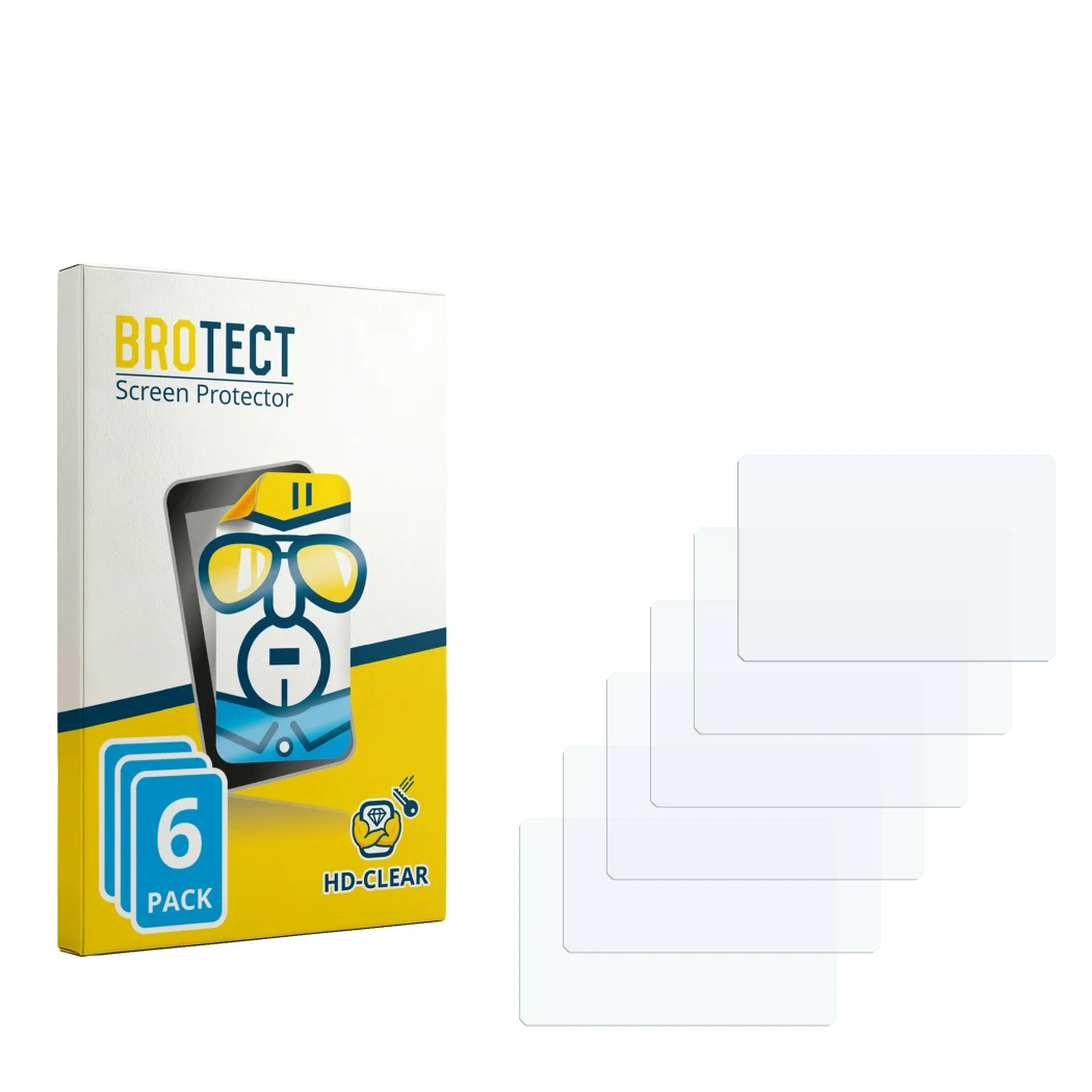 Parte frontale di una confezione del prodotto con il logo del marchio BROTECT. Accanto si trova la protezione per lo schermo c