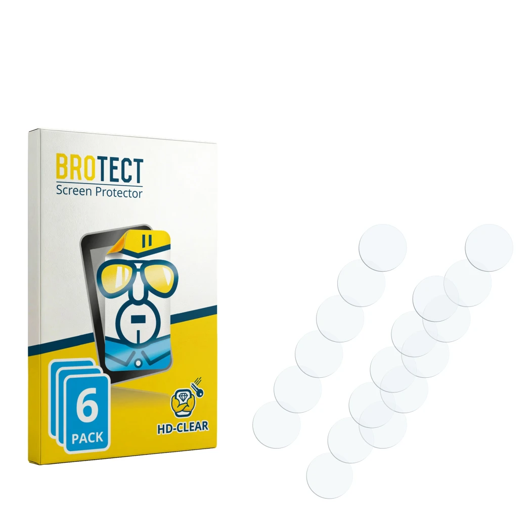 Parte frontale di una confezione del prodotto con il logo del marchio BROTECT. Accanto si trova la protezione per lo schermo c
