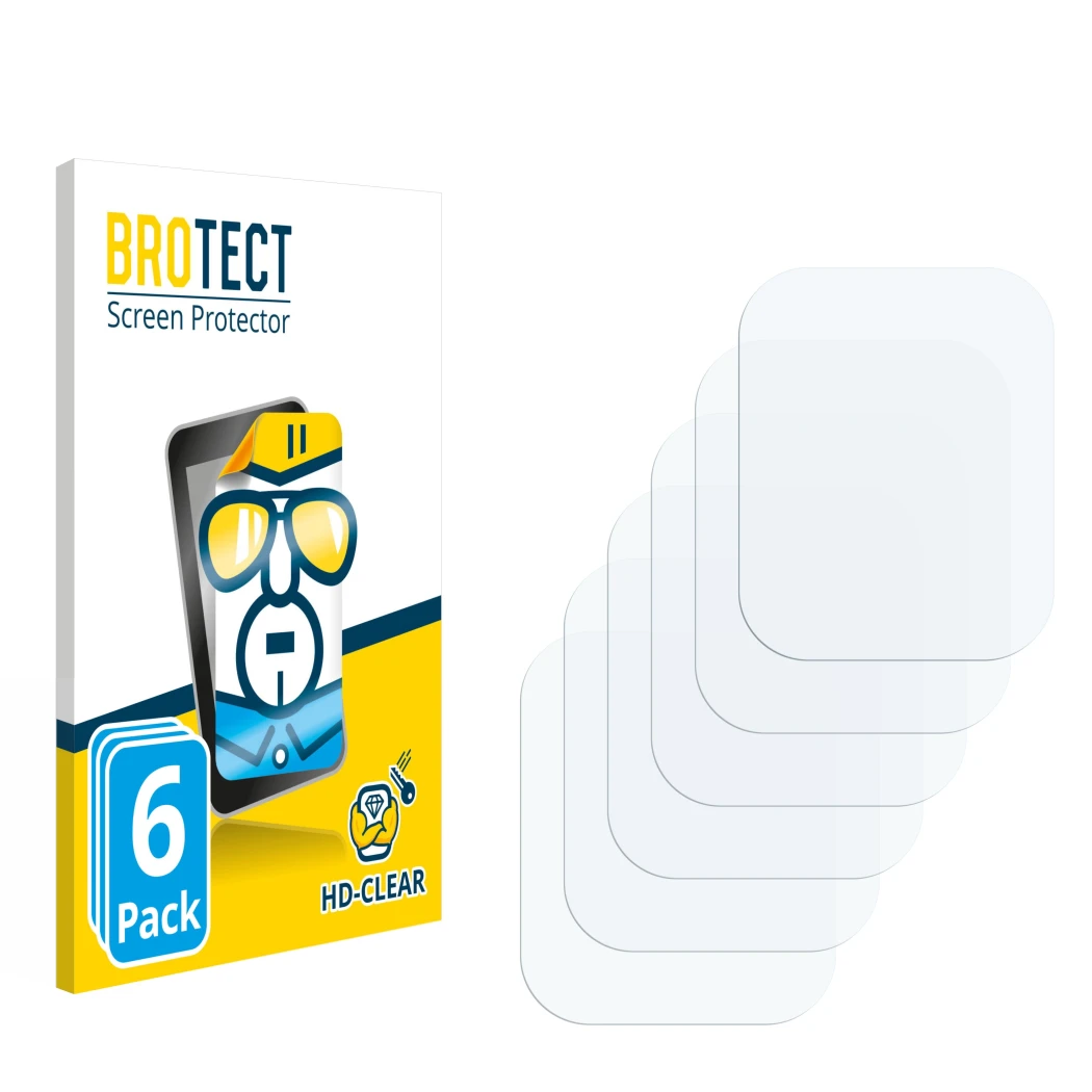 Parte frontale di una confezione del prodotto con il logo del marchio BROTECT. Accanto si trova la protezione per lo schermo c