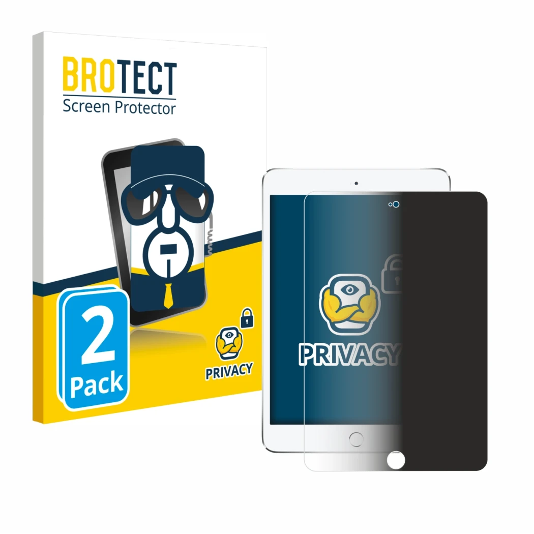 Parte frontale di una confezione del prodotto con il logo del marchio BROTECT. Accanto è raffigurato il dispositivo Apple iPad