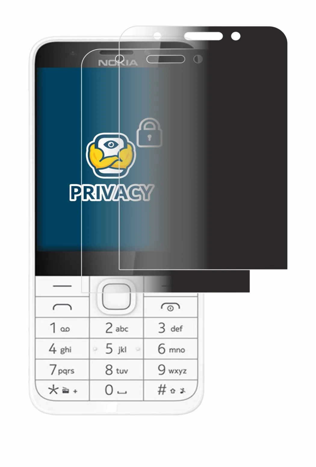Immagine del dispositivo Nokia 230 con un'ampia varietà di protezioni per lo schermo.