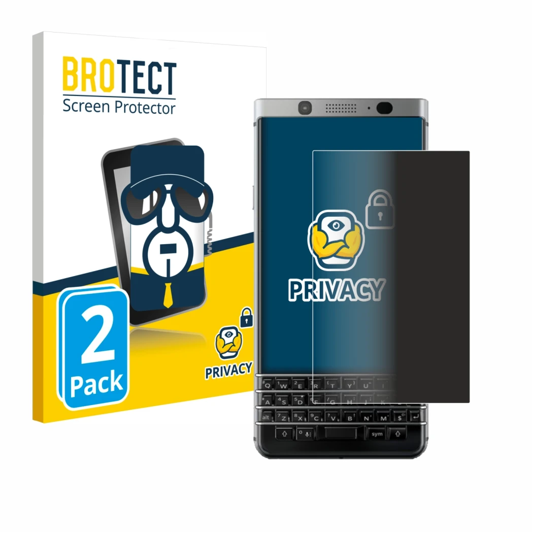 Parte frontale di una confezione del prodotto con il logo del marchio BROTECT. Accanto è raffigurato il dispositivo BlackBerry