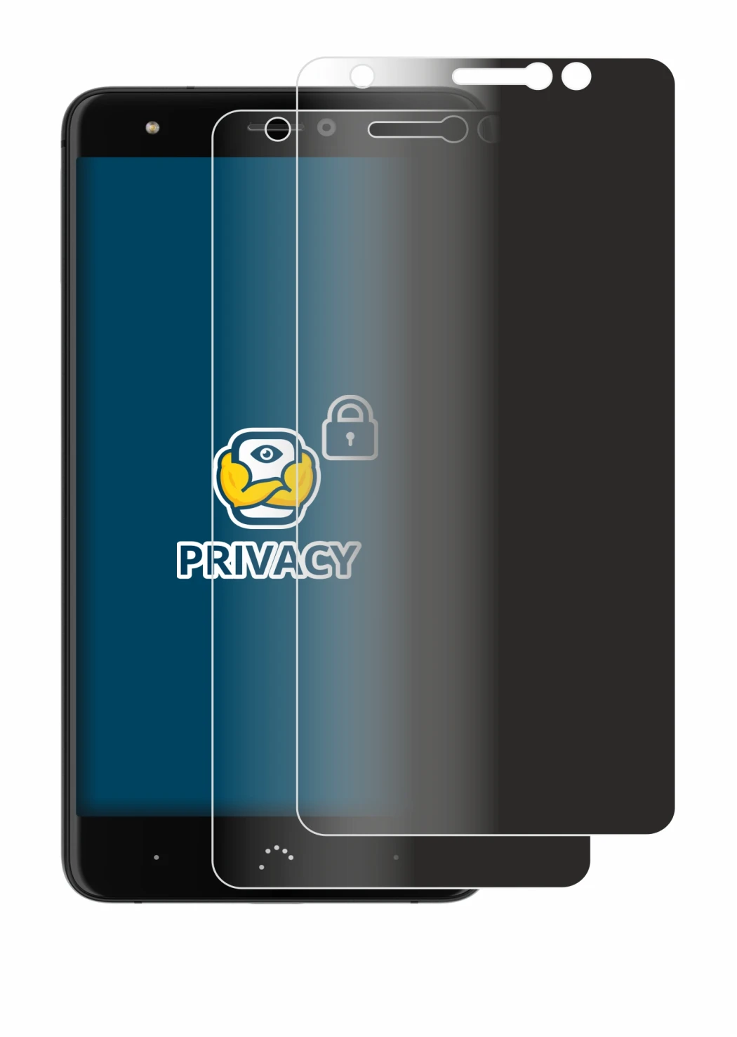 Immagine del dispositivo BQ Aquaris X con un'ampia varietà di protezioni per lo schermo.