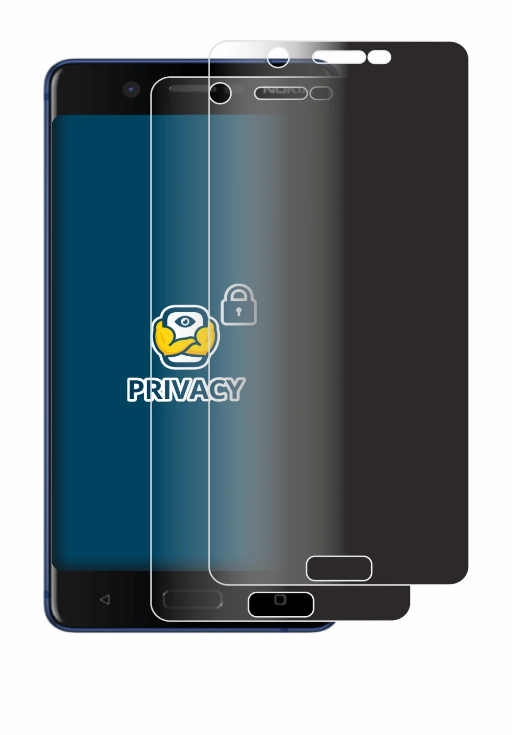 Immagine del dispositivo Nokia 5 con un'ampia varietà di protezioni per lo schermo.