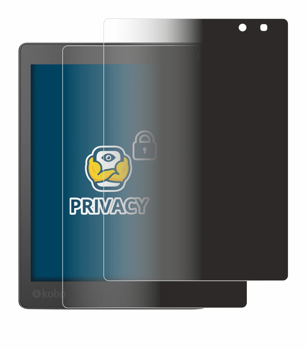Immagine del dispositivo Kobo Aura One con un'ampia varietà di protezioni per lo schermo.