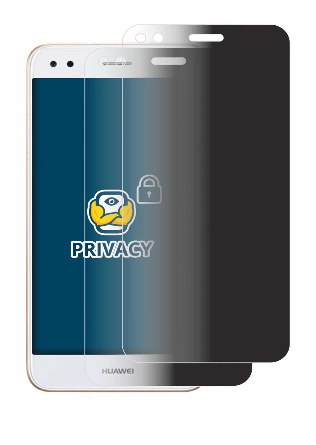 Immagine del dispositivo Huawei P9 Lite Mini con un'ampia varietà di protezioni per lo schermo.
