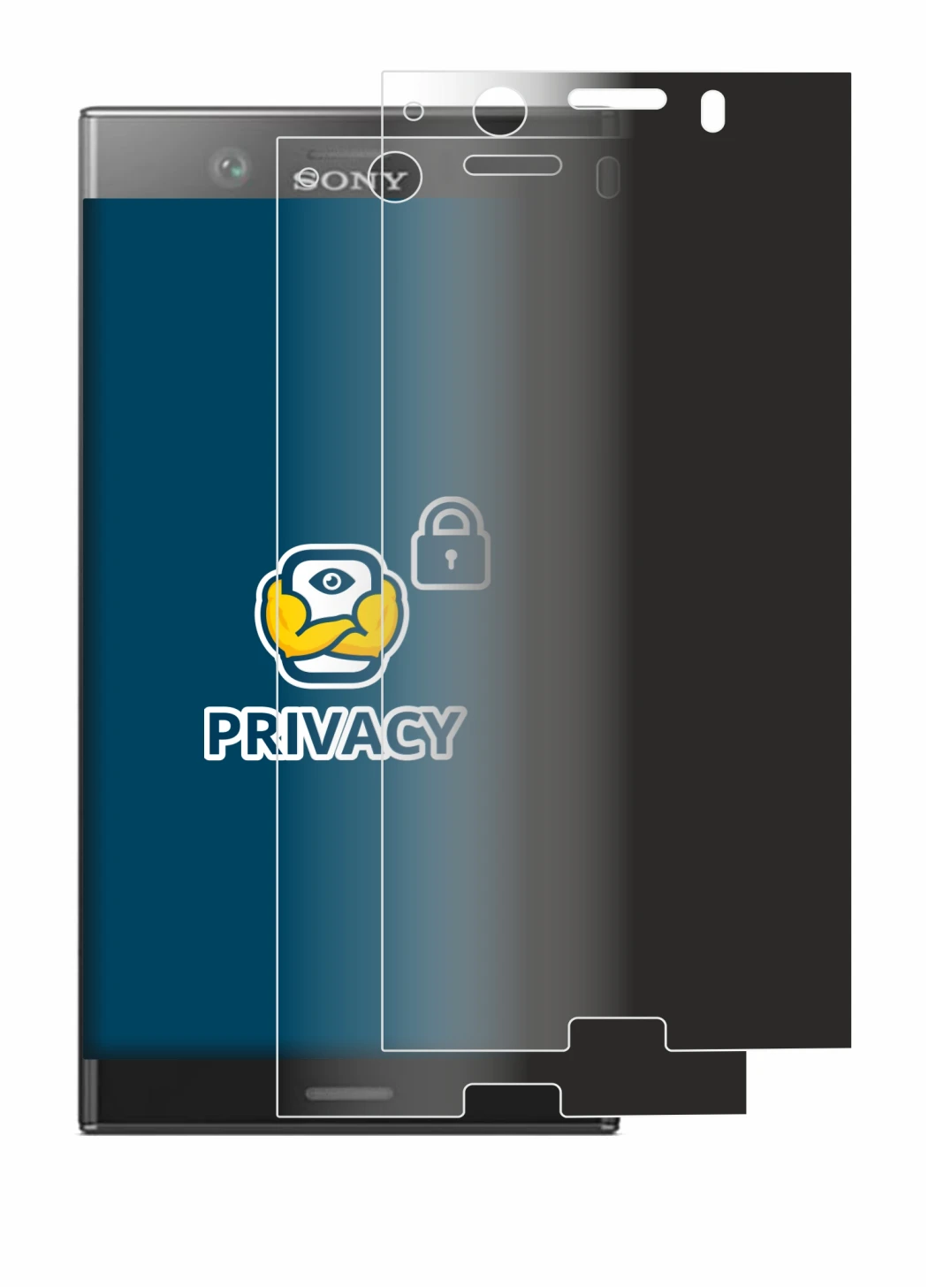 Immagine del dispositivo Sony Xperia XZ1 Compact con un'ampia varietà di protezioni per lo schermo.