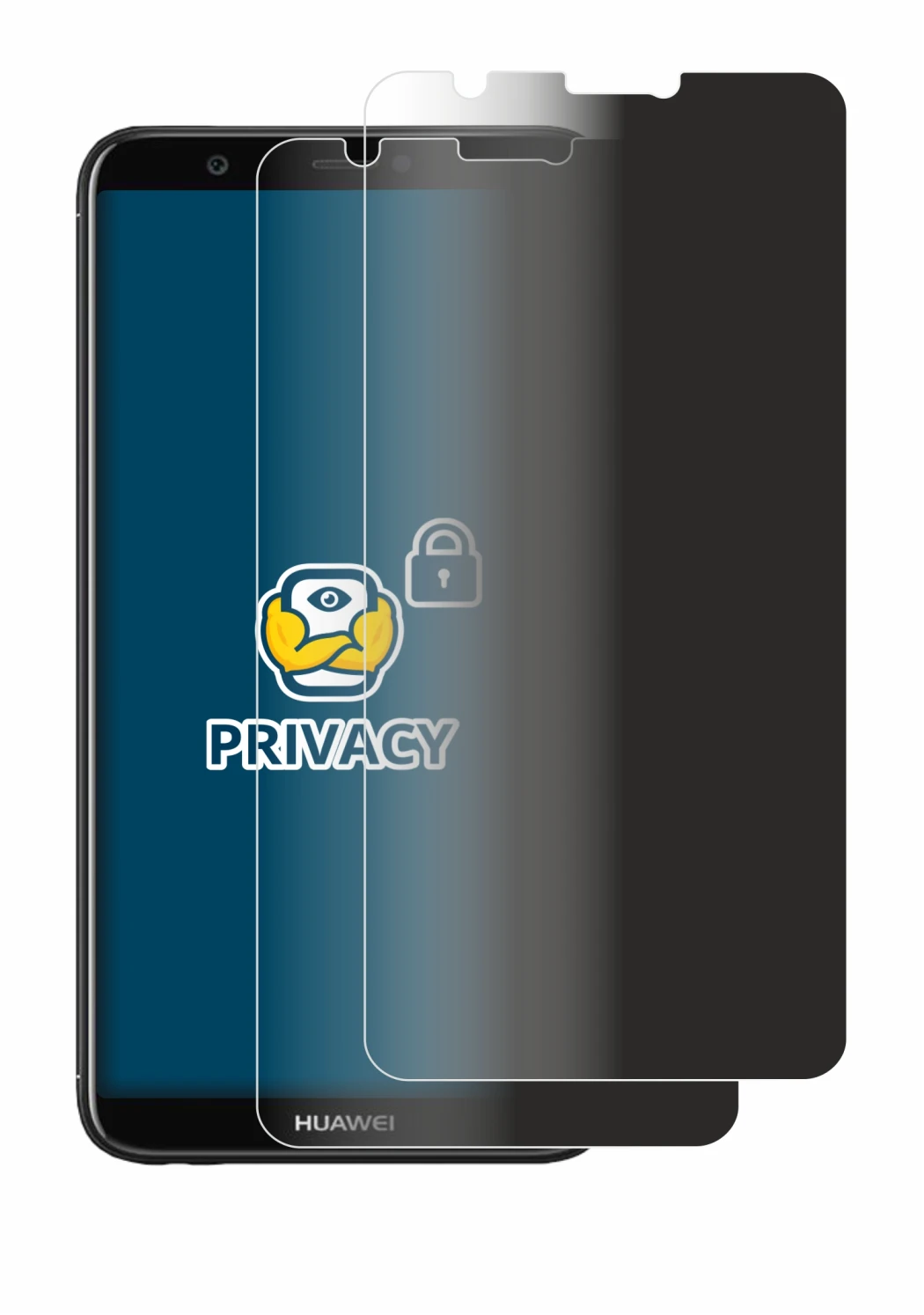 Immagine del dispositivo Huawei Enjoy 7S con un'ampia varietà di protezioni per lo schermo.